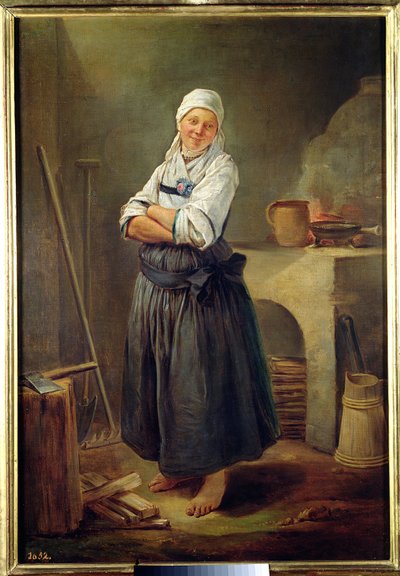 En saksisk landsbyboer på kjøkkenet hennes av Charles Francois Hutin