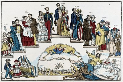 The Ages of Life - tegning av Pinot, sent på 1800-tallet av Charles Francois Pinot