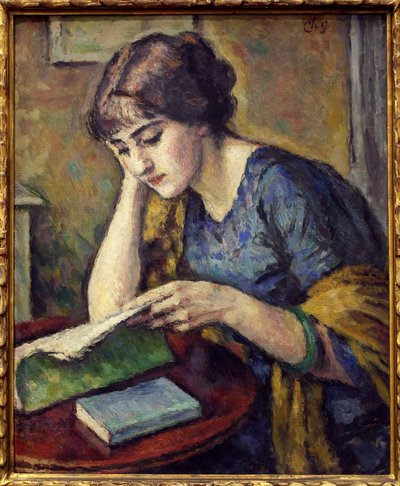 Lesning. Maleri av Charles Guerin (1875-1939), Olje på lerret av Charles Guerin