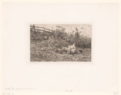 Kip setter kuikens Høna og ungene hennes av Charles François Daubigny (attributed to)