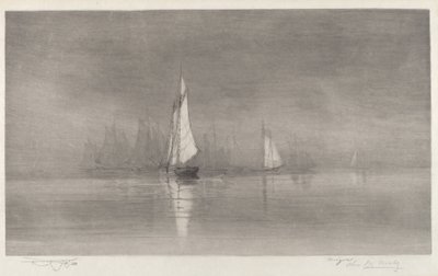 Uten tittel Havnescene med seilbåter, ca. 1900. av Charles Frederick William Mielatz