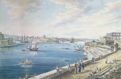 The Grand Harbour, Valletta, Malta (wc) av Charles Frederick de Brocktorff