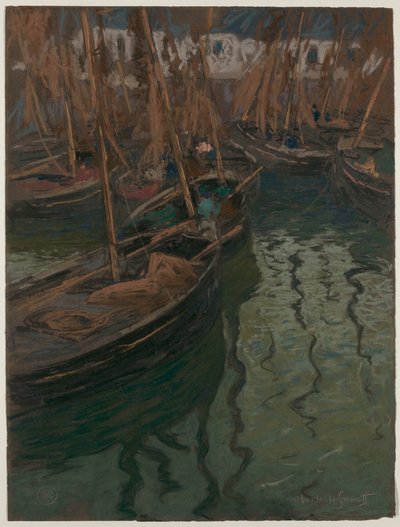 A Dock Harmony - Fiskebåter av Charles Fromuth