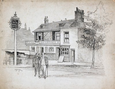 Old Windmill offentlig hus, 214-214 Chiswick High Road, Turnham Green, London, 1892-1933. av Charles George Harper