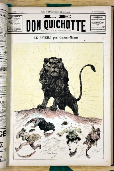 Omslag til ""Le Don Quixote"", nummer 591, satirisk i farger av Charles Gilbert Martin