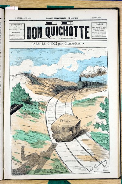 Omslag til ""Le Don Quixote"", nummer 111, satirisk i farger av Charles Gilbert Martin