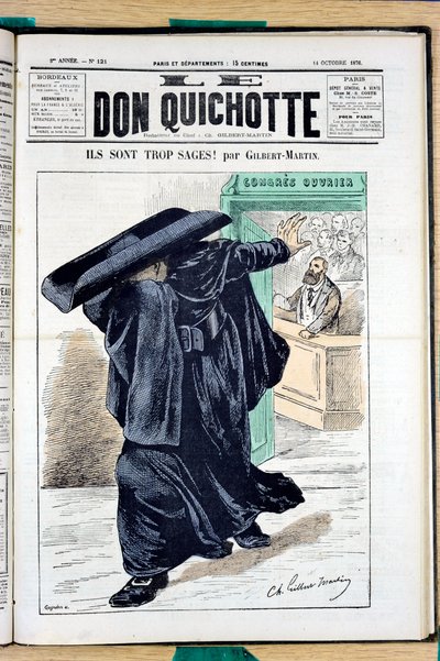 Omslag til ""Le Don Quixote"", nummer 121, satirisk i farger av Charles Gilbert Martin