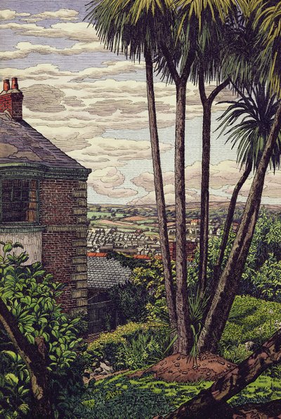 A Newlyn Garden (penn, blekk og akvarell på papir) av Charles Ginner