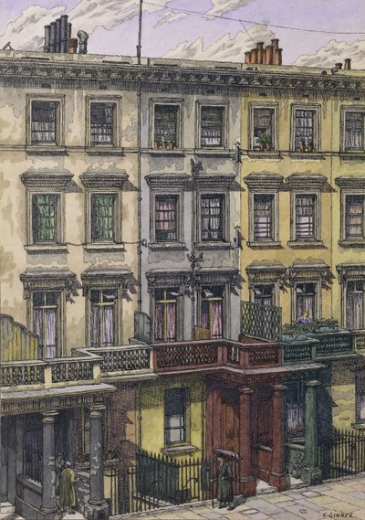 London Terrace (akvarell, penn og blekk på papir) av Charles Ginner