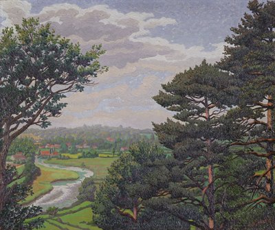 The River Avon, nær Salisbury (olje på lerret) av Charles Ginner
