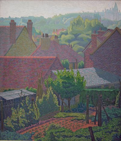 Village Rooftops (olje) av Charles Ginner