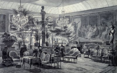 Winter Garden of Princess Mathilde, tegning med grått blekk og gouache av Charles Giraud (1819-1892) av Charles Giraud