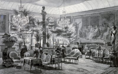 Prinsesse Mathildes vinterhage, gouache og blekktegning av Charles Giraud (1819-1892) av Charles Giraud