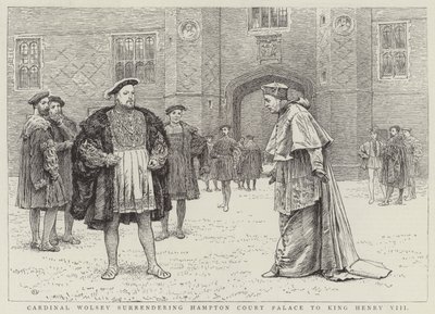 Kardinal Wolsey overgir Hampton Court Palace til kong Henry VIII av Charles Green