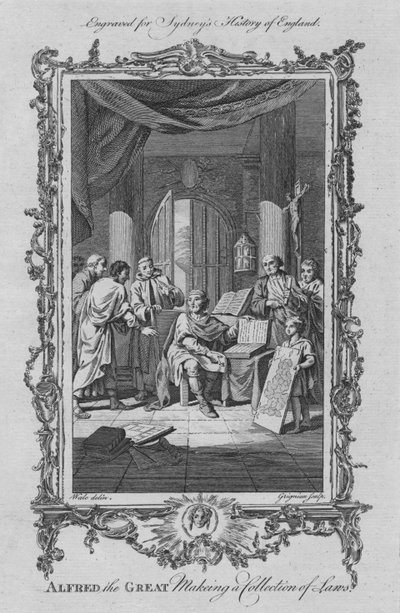 Alfred den store lager en lovsamling, 1773. av Charles Grignion