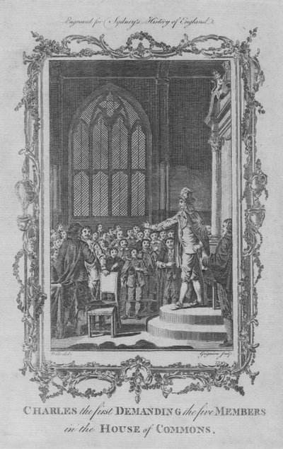 Charles I krever de fem medlemmene i Underhuset, 1773. av Charles Grignion