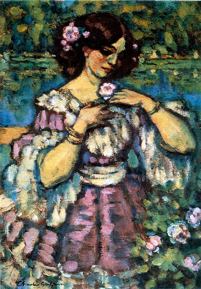 Kvinne med rose, 1901 av Charles Guerin