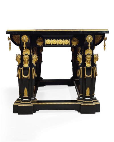 Napoleon III bord, designet av Jean Brandely, intarsia av E. Varlot, Paris, ca. 1850-75 (ormolu, forgylt kobber, ibenholt og platan) av Charles Guillaume Diehl