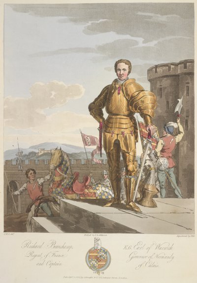 Richard Beauchamp (1381-1439) Earl of Warwick, Anno 1439, illustrasjon fra 'Kostume til de opprinnelige innbyggerne på de britiske øyer fra de tidligste periodene til det sjette århundre ...' av Sir Samuel Rush Meyrick og CH Smith, utgitt 1815 (far av Charles Hamilton (after) Smith