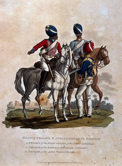 Innfødte tropper, East India Companys tjeneste, tropper fra kroppsvakten til generalguvernøren, menig i Bengal Regular, fra 
