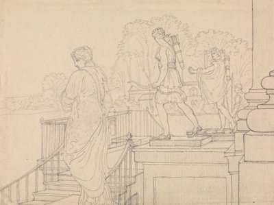 Veranda med statuary, Easton Neston, Northants av Charles Hamilton Smith