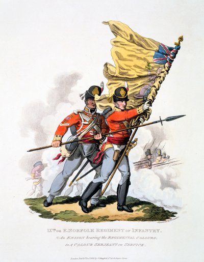 Uniform und Colors of the 9th or East Norfolk Regiment of Infantry, fra 