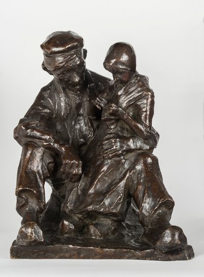Bestefar og barnebarn bronse av Charles Henri Marie van Wijk