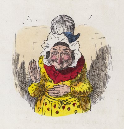 Gammel kvinne ler (farget gravering) av Charles Henry (after) Bennett