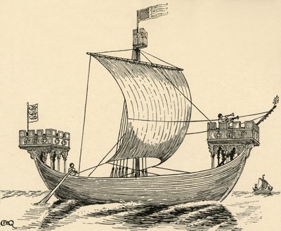 Et skip fra Edward I.s tid basert på Dover-seglet, 1284, 1931 av Charles Henry Bourne Quennell