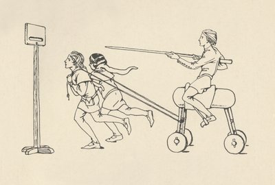Gutter som spiller på Riding at the Quintain Romance of Alexander, ca. 1340. Bodleian, 1931 av Charles Henry Bourne Quennell
