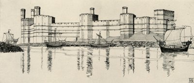Eksteriør av Caernarvon Castle, Nord-Wales, 1931 av Charles Henry Bourne Quennell