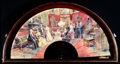 Fan som skildrer en sosial sammenkomst etter middag i en salong av Charles Henry Tenre