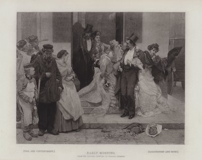 Tidlig morgen, viser kontrasten mellom: Slit og tilfredshet; og Dissipation og Ruin (gravyr) av Charles Hermans