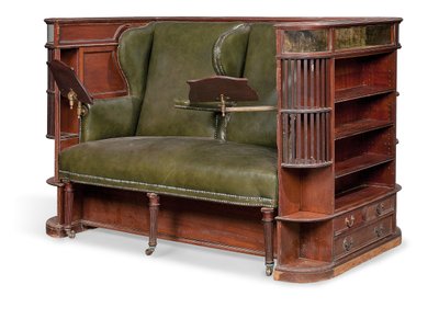 Edwardiansk "vogn" sete, tidlig på 1900-tallet (mahogni og skinn) av Charles Hindley and Sons