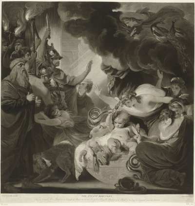 Hercules kveler de to slangene i vuggen sin av Charles Howard Hodges