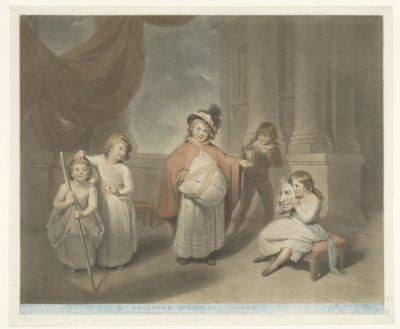 Barn spiller en komedie Barn ser komedie (tittel på objekt) av Charles Howard Hodges