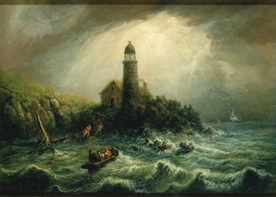 Havutsikt over Cape Poge fyrtårn, ca. 1840-1849. av Charles Hubbard