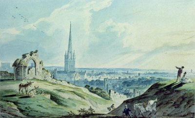En utsikt over Norwich, fra Mousehold Hill, nær ruinene av Ketts Castle av Charles, II Catton