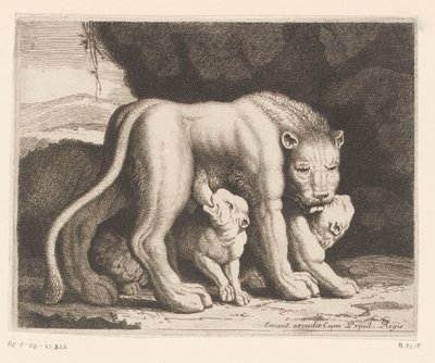 ammende løvinne Dyreserie (serietittel) av Charles II Errard (attributed to)