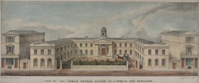 Lambeth Asylum for Girls, grunnlagt 1758, ca. 1840 (farge litho) av Charles Ingrey