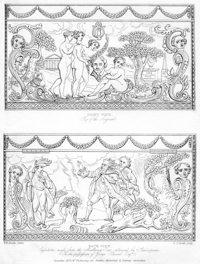 Utskåret cassolette laget av treet fra Shakespeares morbærtre, 1700-tallet, 1840 av Charles J. Smith