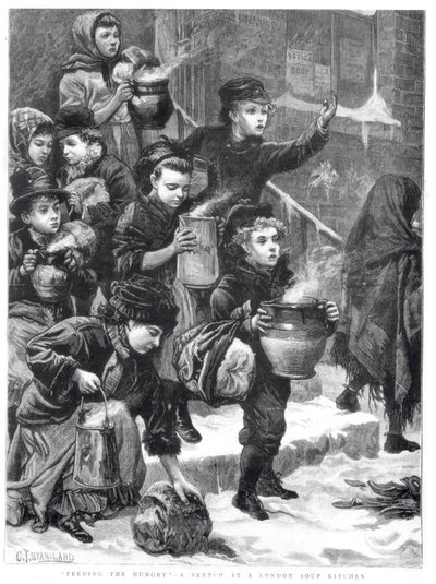 Feeding the Hungry, A London Soup Kitchen, 1880 av Charles J. Staniland