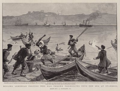 Drep armenske bærere som hadde kastet seg i havet ved Stamboul av Charles J. Staniland