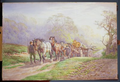 Et loggingsteam kommer hjem av Charles James Adams