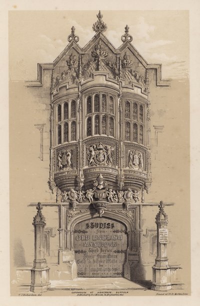 Frontispice for Old English Mansions, Third Series, av CJ Richardson (farge litho) av Charles James Richardson
