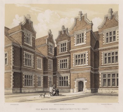 Gammelt herregård, Hollingbourne, Kent (farge litho) av Charles James Richardson