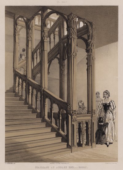 Trapp i Audley End, Essex (farge litho) av Charles James Richardson