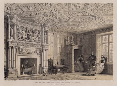 Det store kammeret, Stockton House, Wiltshire, sete til Henry Biggs (farge litho) av Charles James Richardson