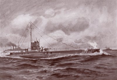 En ubåt på overflaten (litho) av Charles John de (after) Lacy