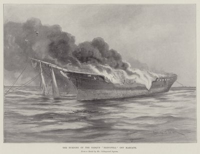 Brenningen av Barque Blengfell utenfor Margate av Charles John de Lacy